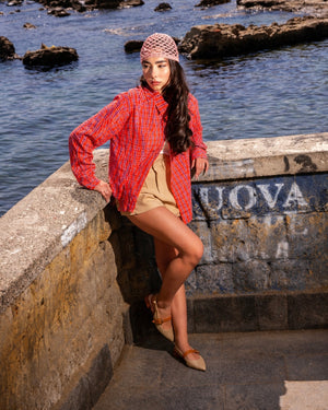 Camicia Check Rosso Oversize