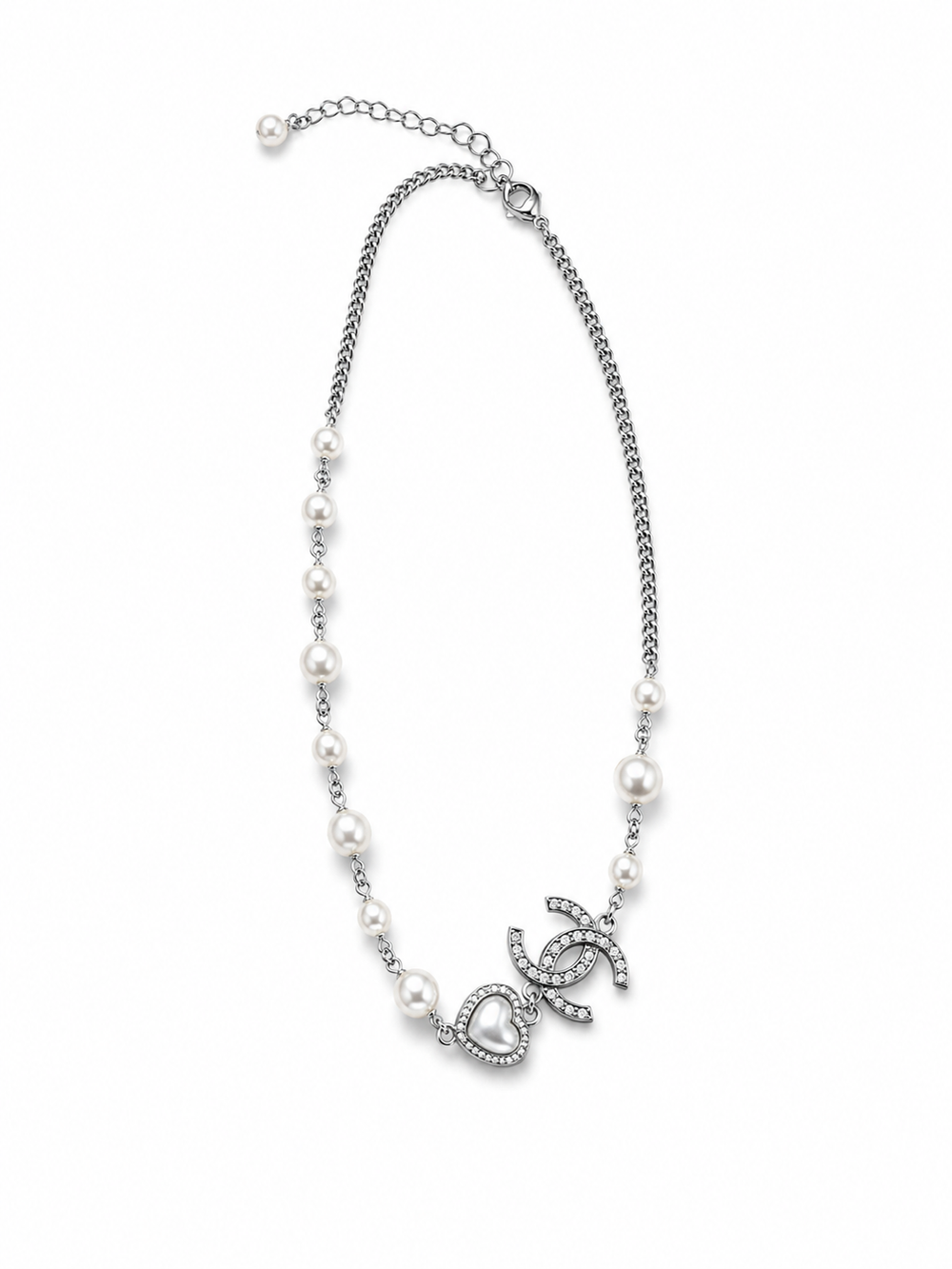 Collana catena cuore perle cc