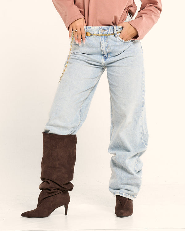 Jeans wide leg lavaggio chiaro