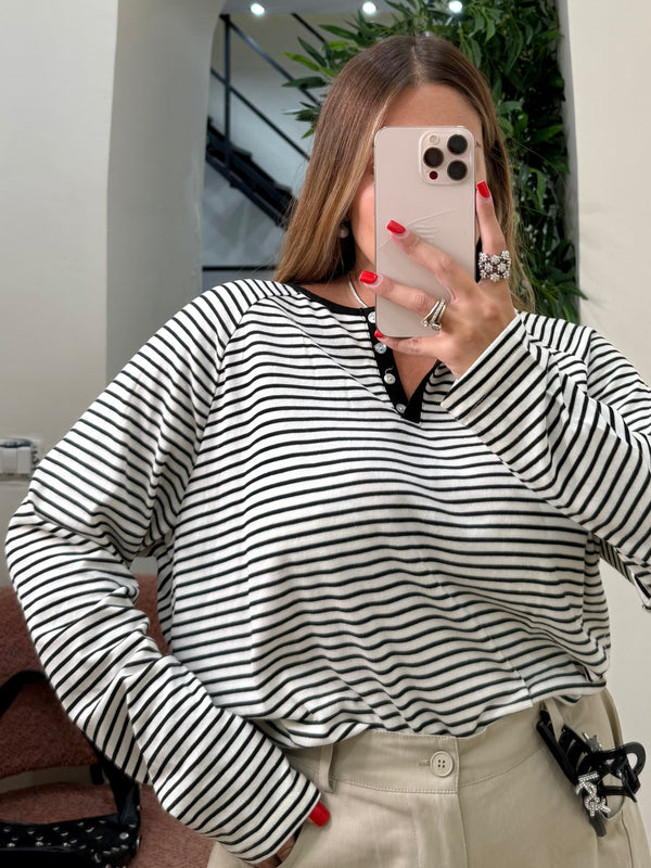 Maglia serafino righe