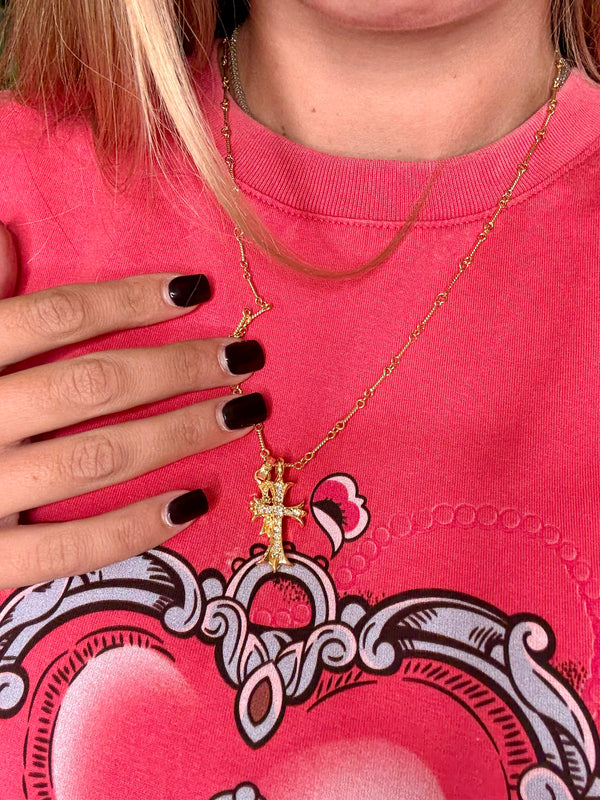 Collana doppia croce chrome hearts gold