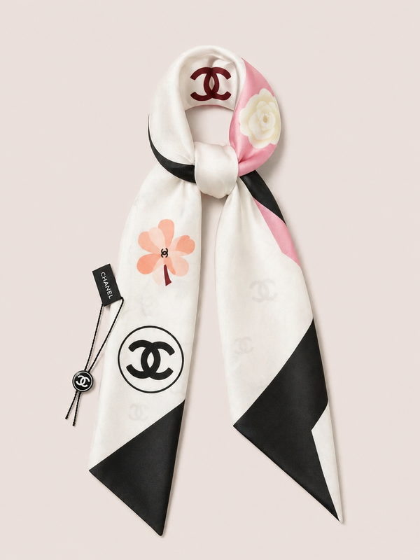 Foulard Satin Ivory Flower Icon