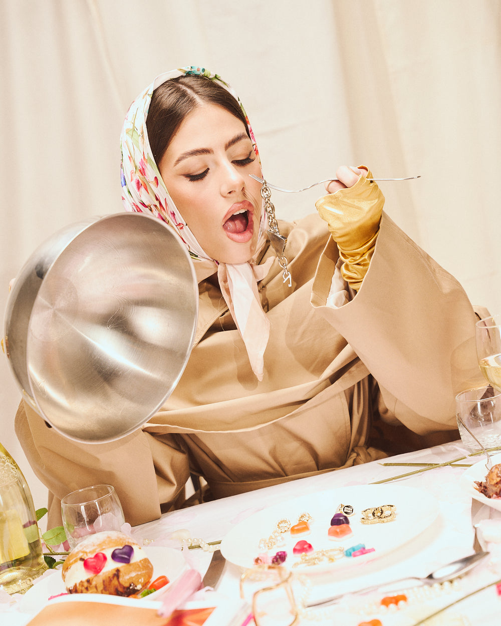 Foulard “Roses & Croissant”