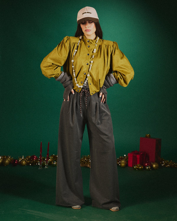 Giacca scamosciato crop spalline