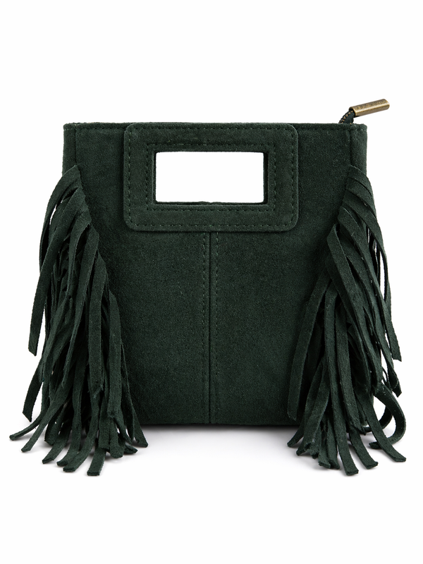Borsa mini in vera pelle con frange
