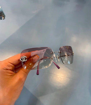Occhiali rettangolari cc strass rosè