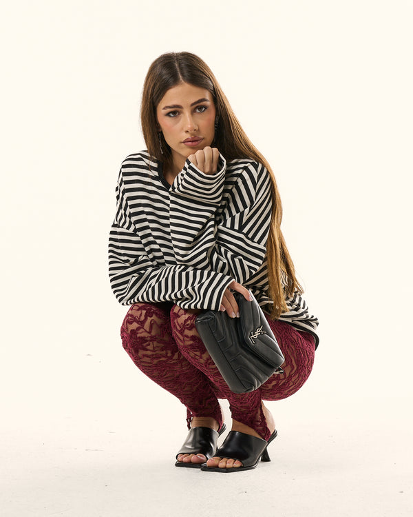 T-shirt felpata overisize righe