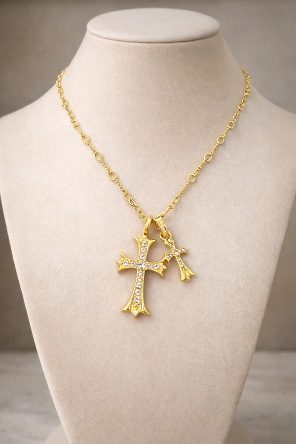 Collana doppia croce chrome