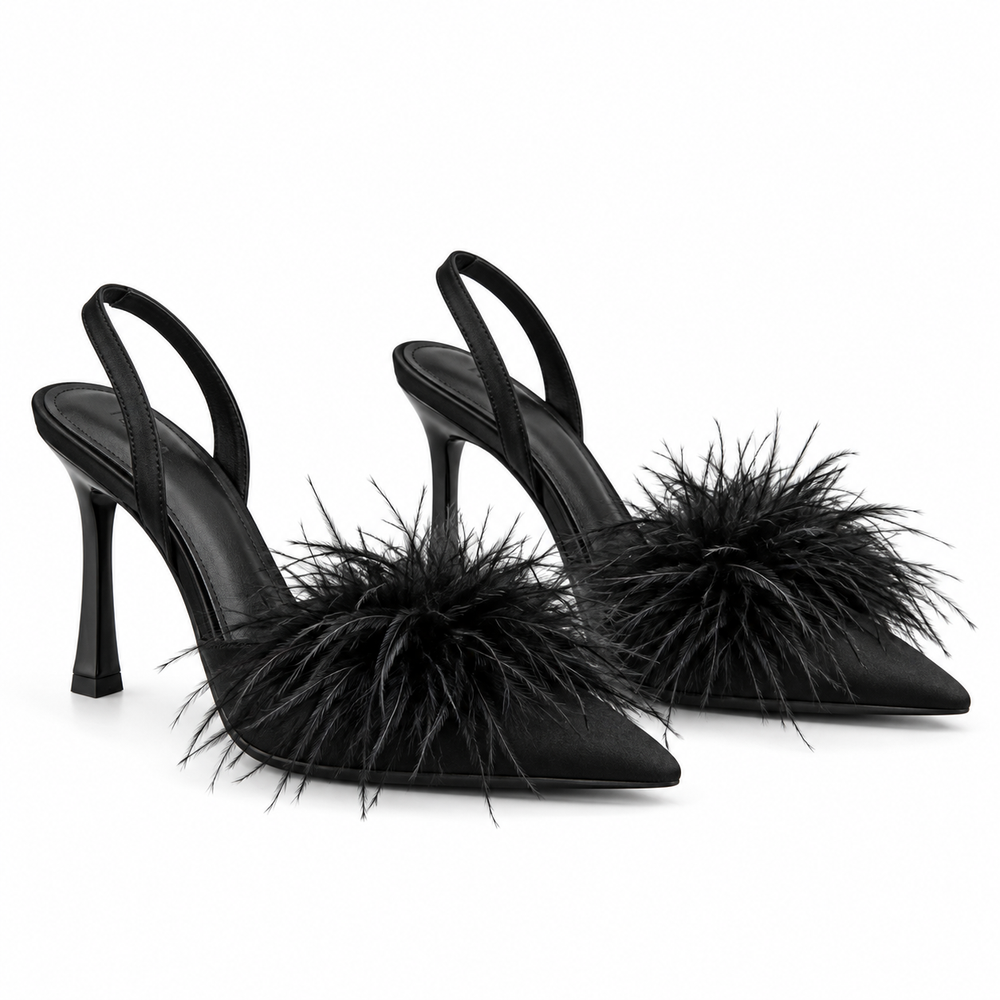 Décolleté slingback con piume