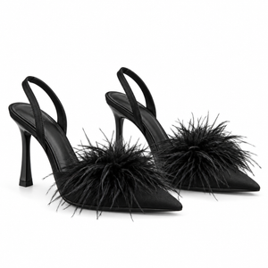Décolleté slingback con piume
