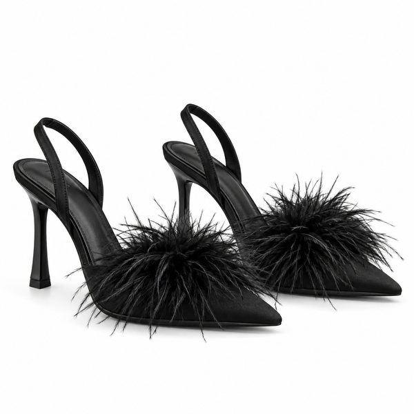 Décolleté slingback con piume