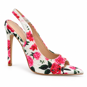Décolleté slingback floreali con paillettes