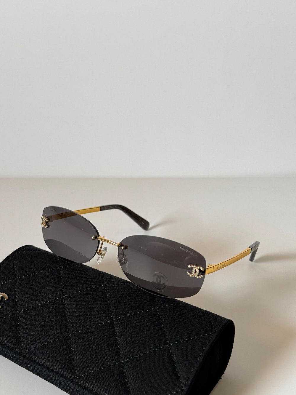 Occhiali cc strass oro