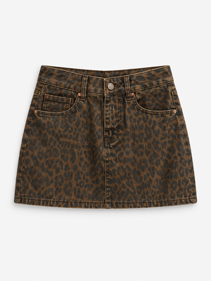 Gonna Mini Leopard Denim