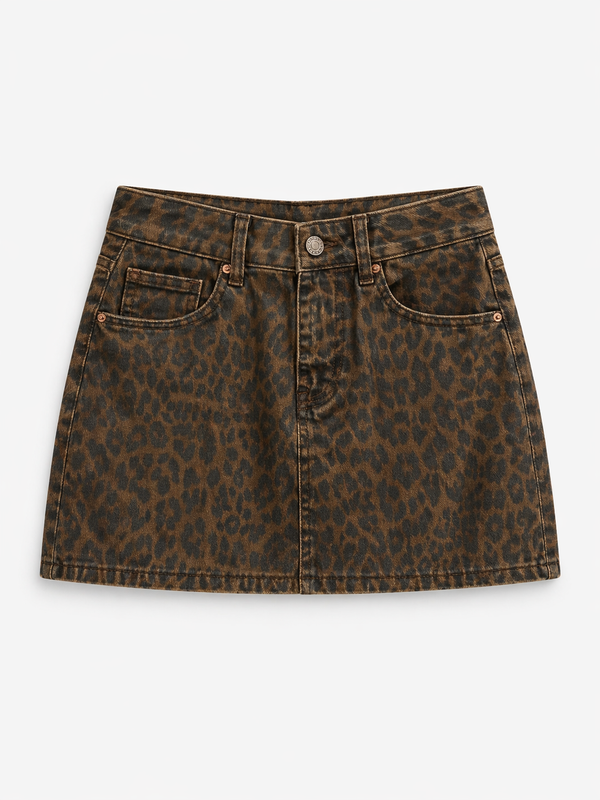 Gonna Mini Leopard Denim