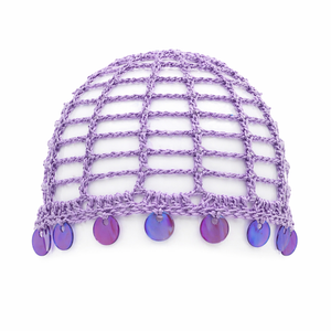 Cuffia crochet paillettes iris