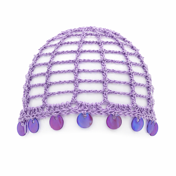 Cuffia crochet paillettes iris