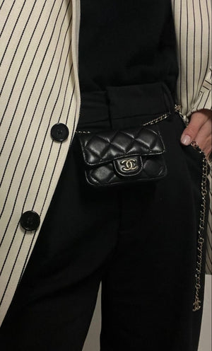 Catena con Pochette Nera liscia argento
