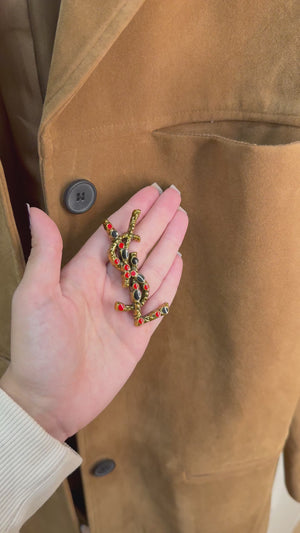 Spilla YSL pietre colorate base gold