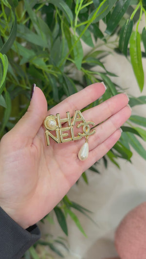 Spilla chanel perla goccia gold