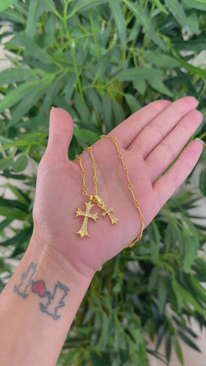 Collana doppia croce chrome hearts gold