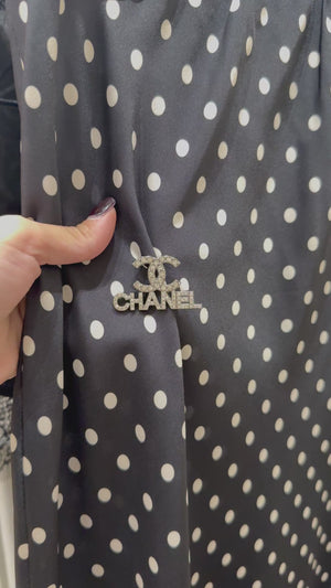 Spilla chanel strass logo+scritta silver
